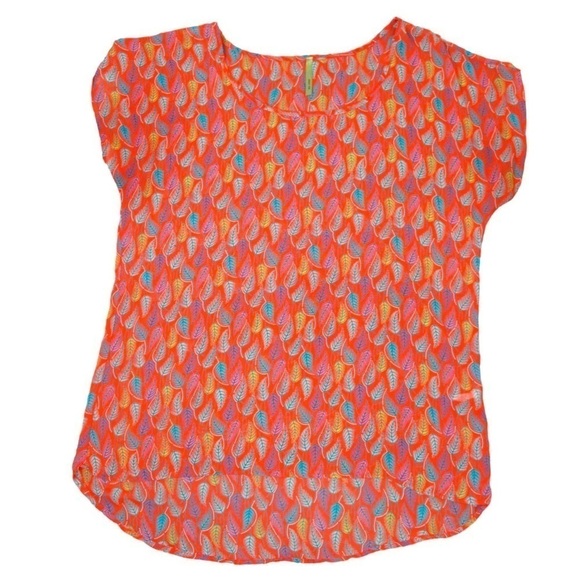 West Kei Sheer Summer Pullover Blouse/Top, Leaf Print - Large - Picture 7 of 7